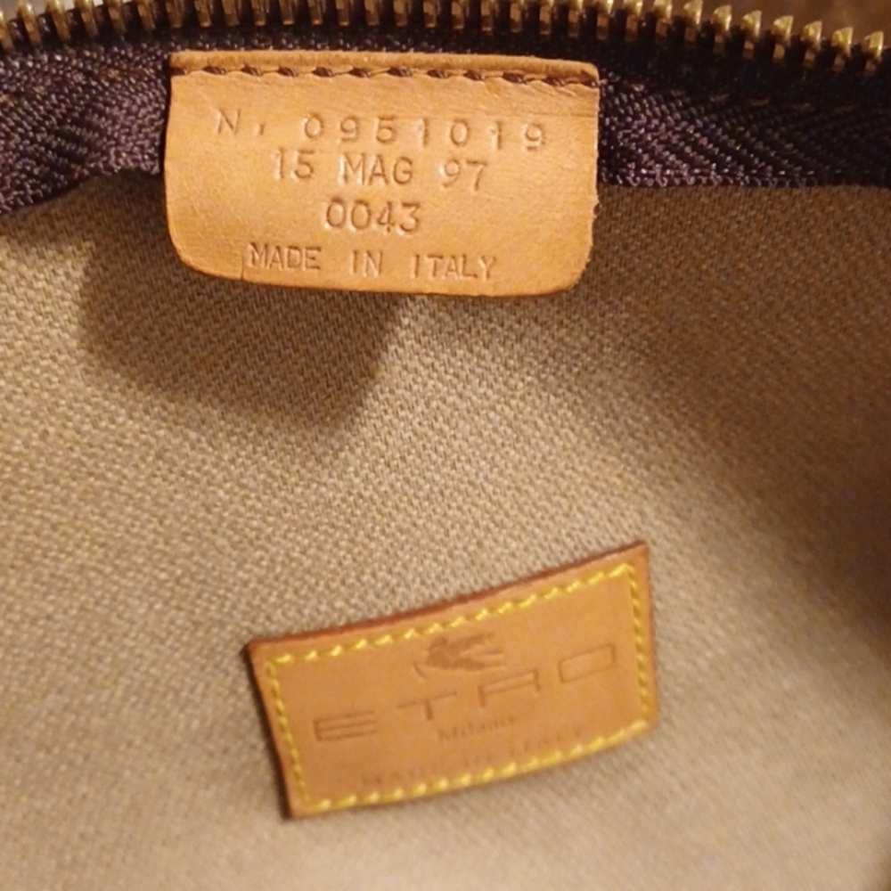 👜ETRO BROWN PAISLEY PRINT COATED CANVAS BOSTON BAG - Picture 15 of 16